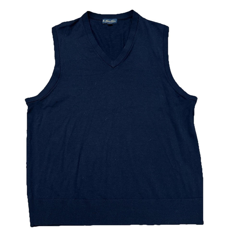 Men Brooks Brothers Vest Extra Fine Merino Wool Dark Blue Size XL‎